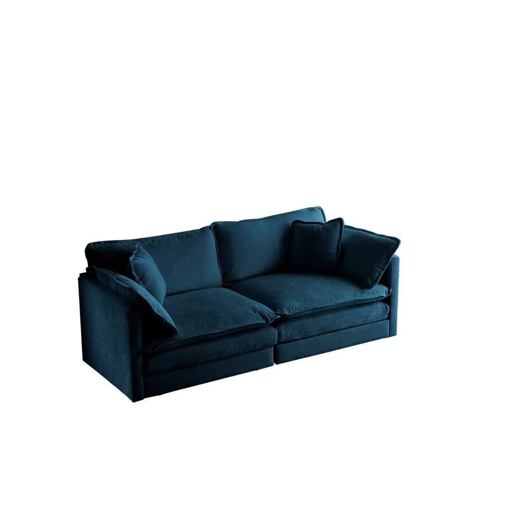 Modern Blue Chenille Loveseat Sofa – Deep Seat 2-Seater with 4 Pillows | Upholstered Living Room Couch Next Gen Luxe Solutions