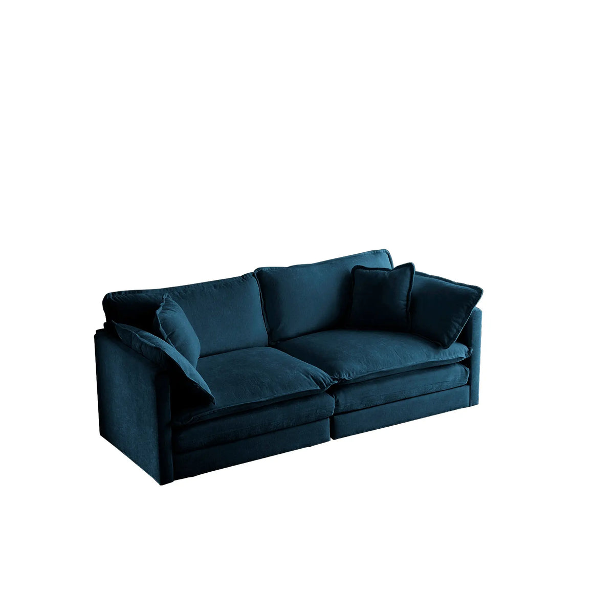 Modern Blue Chenille Loveseat Sofa – Deep Seat 2-Seater with 4 Pillows | Upholstered Living Room Couch Next Gen Luxe Solutions