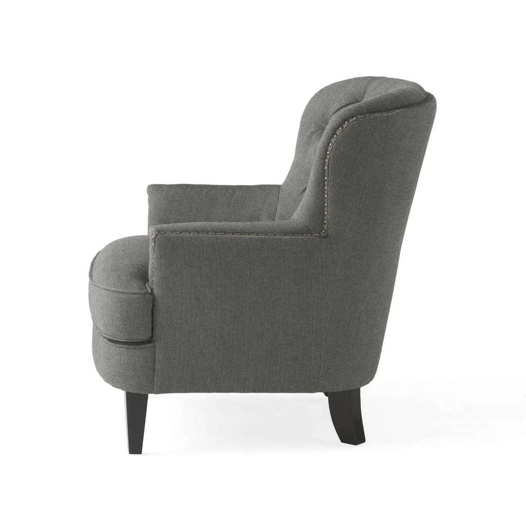 Contemporary Grey Fabric Club Chair and Ottoman Set | Plush Cushioned Armchair with Matching Ottoman – Modern Living Room Next Gen Luxe Solutions
