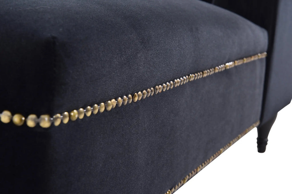 58 Inch Velvet Lounge Chair Button Tufted Right Arm Chaise with Nailhead Decoration Next Gen Luxe Solutions