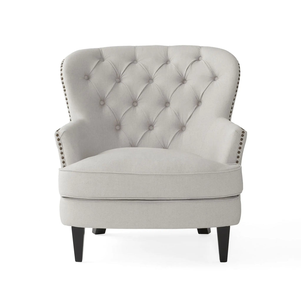 Contemporary Light Gray Fabric Club Chair & Ottoman Set | Upholstered Armchair with Matching Ottoman, 300 lb Capacity – Modern Living Room Next Gen Luxe Solutions