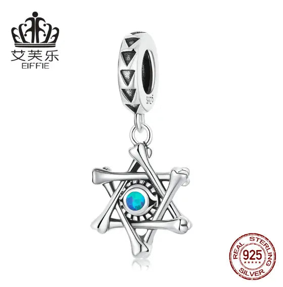 S925 Sterling Silver Hexagram Evil Eye Blue Opal Charm Bead Next Gen Luxe Solutions