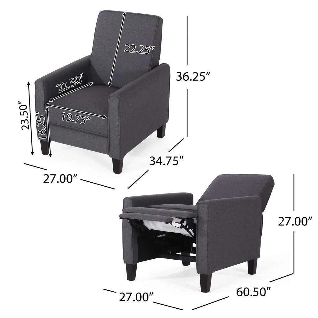 Smoke Fabric Push-Back Chair – Elegant Accent Chair for Home Décor Next Gen Luxe Solutions