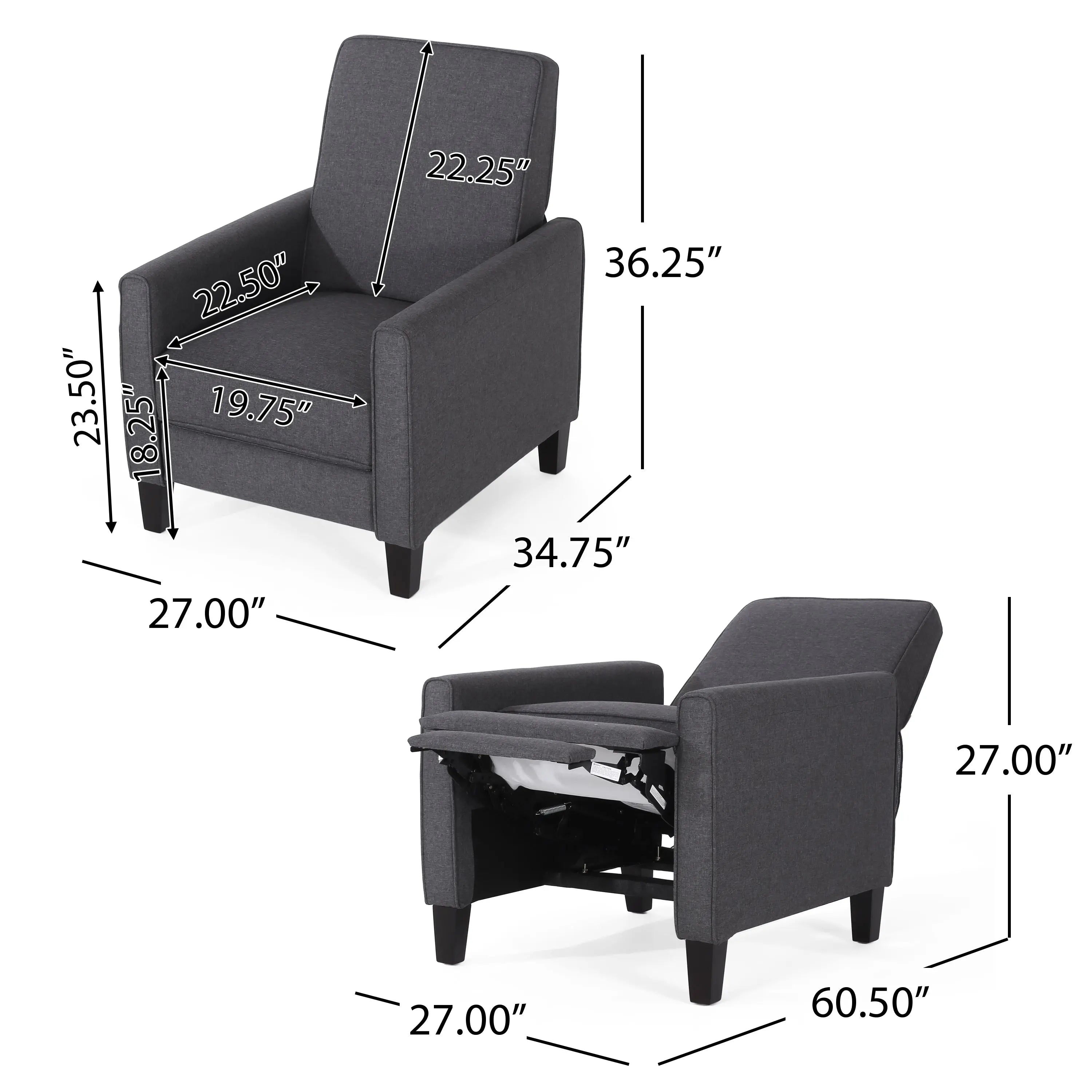 Smoke Fabric Push-Back Chair – Elegant Accent Chair for Home Décor Next Gen Luxe Solutions