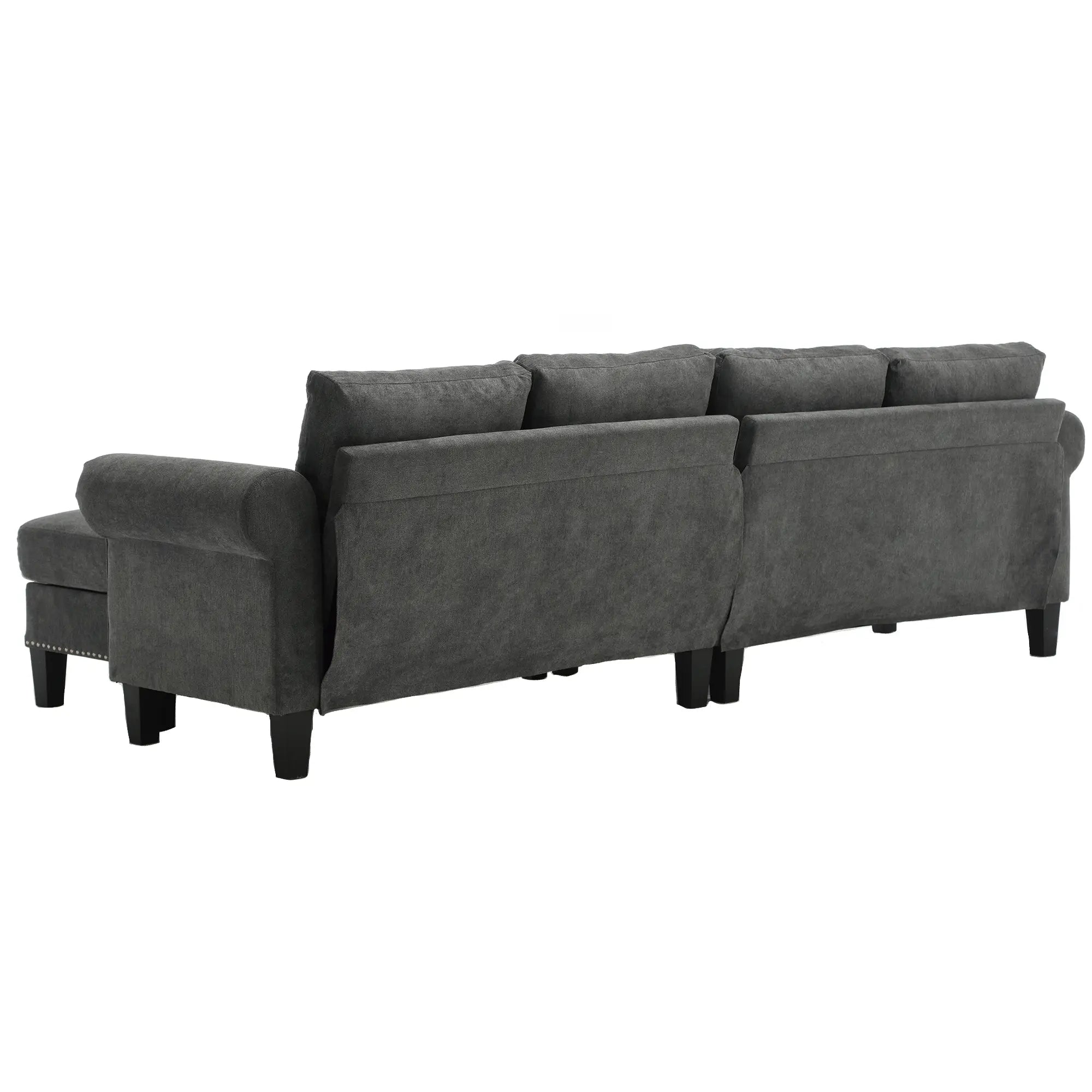 Convertible L-Shaped Sectional Sofa with Storage | 4-Seat Modern Linen Fabric Couch in Gray Next Gen Luxe Solutions