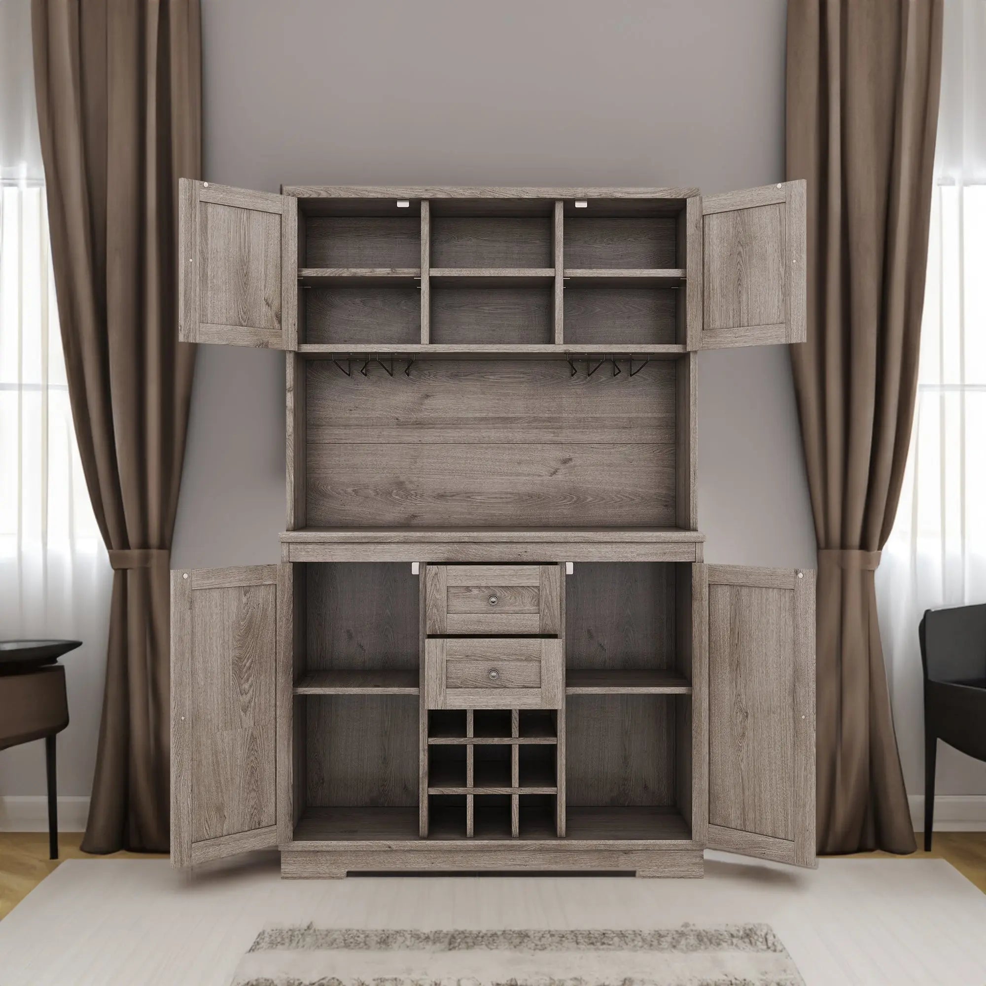 Coffee bar cabinets, kitchen cabinets with storage rooms, farmhouse wine cabinets with drawer racks and cabinets, dining cabinet Next Gen Luxe Solutions
