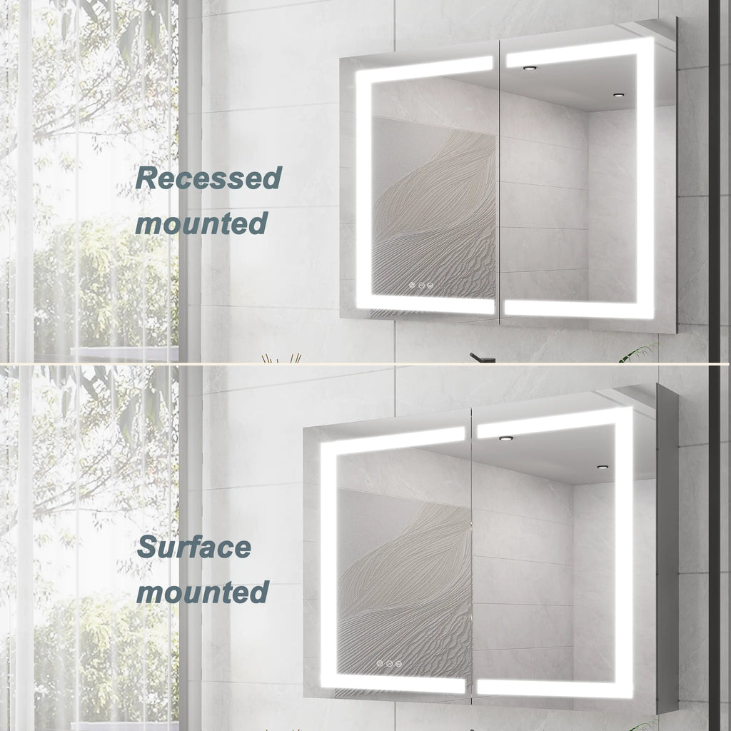 36 x 30 Inch LED Medicine Cabinet | Anti-Fog, Dimmable, Recessed or Surface Mount, Double Door Bathroom Cabinet with Touch Switch Next Gen Luxe Solutions