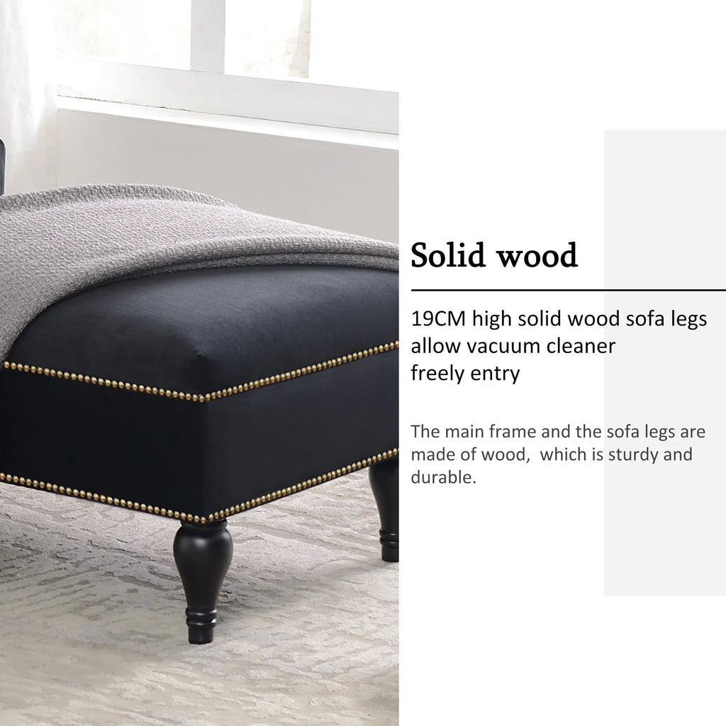 58 Inch Velvet Lounge Chair Button Tufted Right Arm Chaise with Nailhead Decoration Next Gen Luxe Solutions
