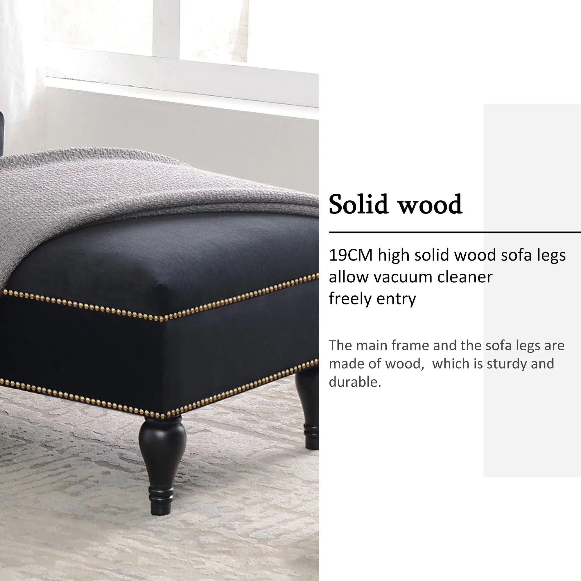58 Inch Velvet Lounge Chair Button Tufted Right Arm Chaise with Nailhead Decoration Next Gen Luxe Solutions
