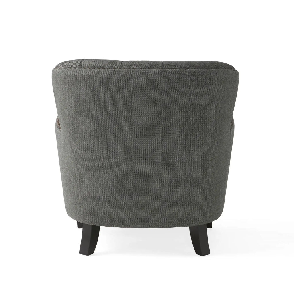 Contemporary Grey Fabric Club Chair and Ottoman Set | Plush Cushioned Armchair with Matching Ottoman – Modern Living Room Next Gen Luxe Solutions