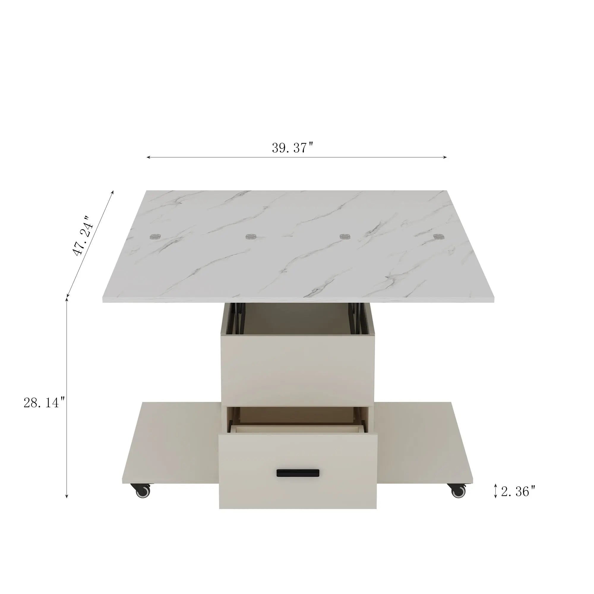 Modern Lift-Top Coffee Table with 4 Chairs, Expandable Storage – Hidden Compartment & 2 Drawers Next Gen Luxe Solutions