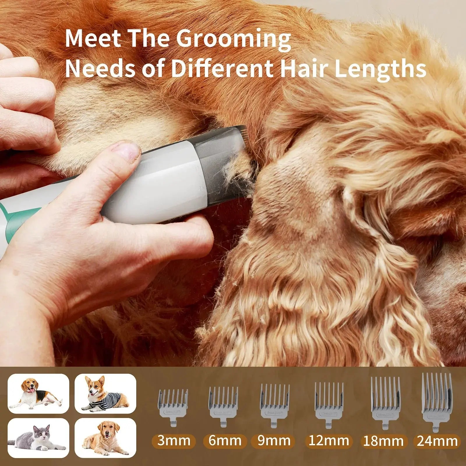 7-in-1 Pet Grooming Vacuum Kit – Dog Clippers with High Suction, Low Noise & Hair Remover Next Gen Luxe Solutions
