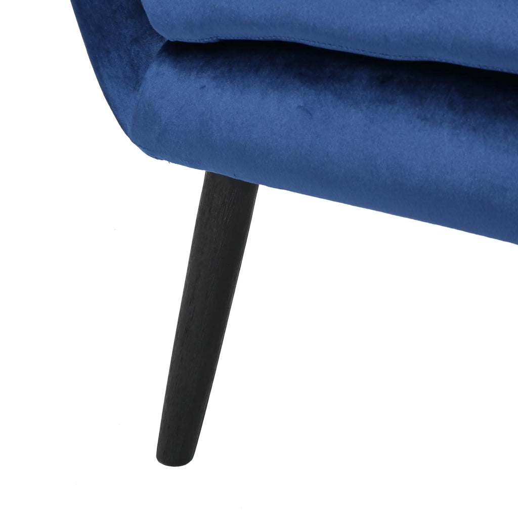 Navy Blue Velvet Wingback Armchair – Button-Tufted, Mid-Century Modern | Oak Wood Frame Next Gen Luxe Solutions