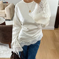 Women's Round Neck Long Sleeve Irregular Hem T-Shirt | Solid Color, Casual Style – White, Black, S–XXL Next Gen Luxe Solutions