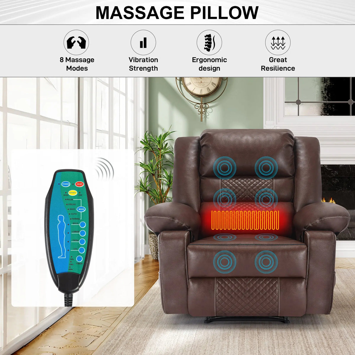 Breathable Leather Massage Recliner Chair Manual Living Room Reclining Sofa Next Gen Luxe Solutions