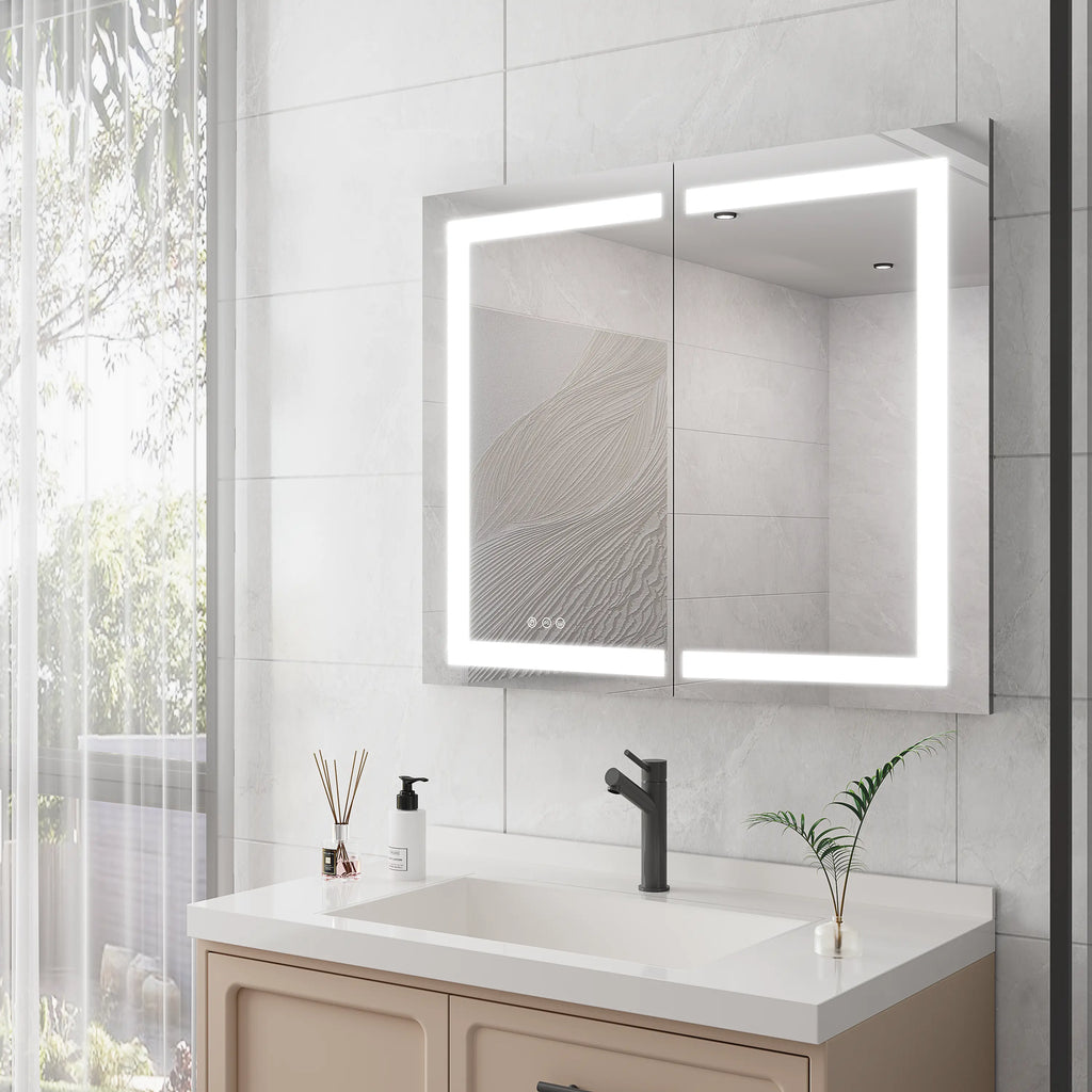 36 x 30 Inch LED Medicine Cabinet | Anti-Fog, Dimmable, Recessed or Surface Mount, Double Door Bathroom Cabinet with Touch Switch Next Gen Luxe Solutions