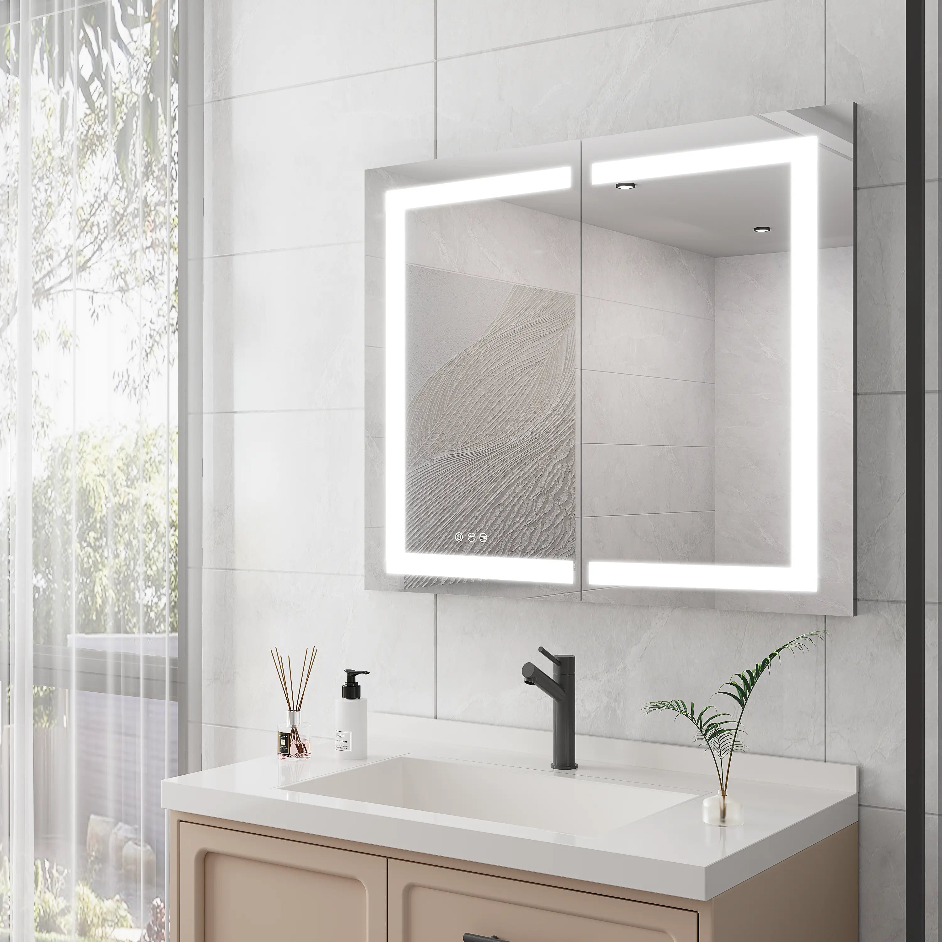 36 x 30 Inch LED Medicine Cabinet | Anti-Fog, Dimmable, Recessed or Surface Mount, Double Door Bathroom Cabinet with Touch Switch Next Gen Luxe Solutions
