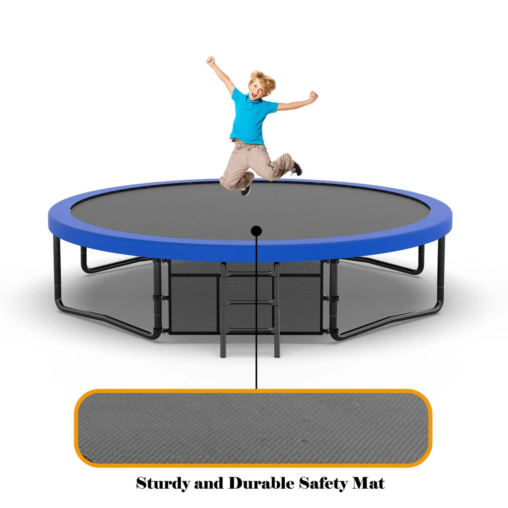 12FT Recreational Kids Trampoline with Safety Enclosure Net & Ladder – Outdoor Next Gen Luxe Solutions