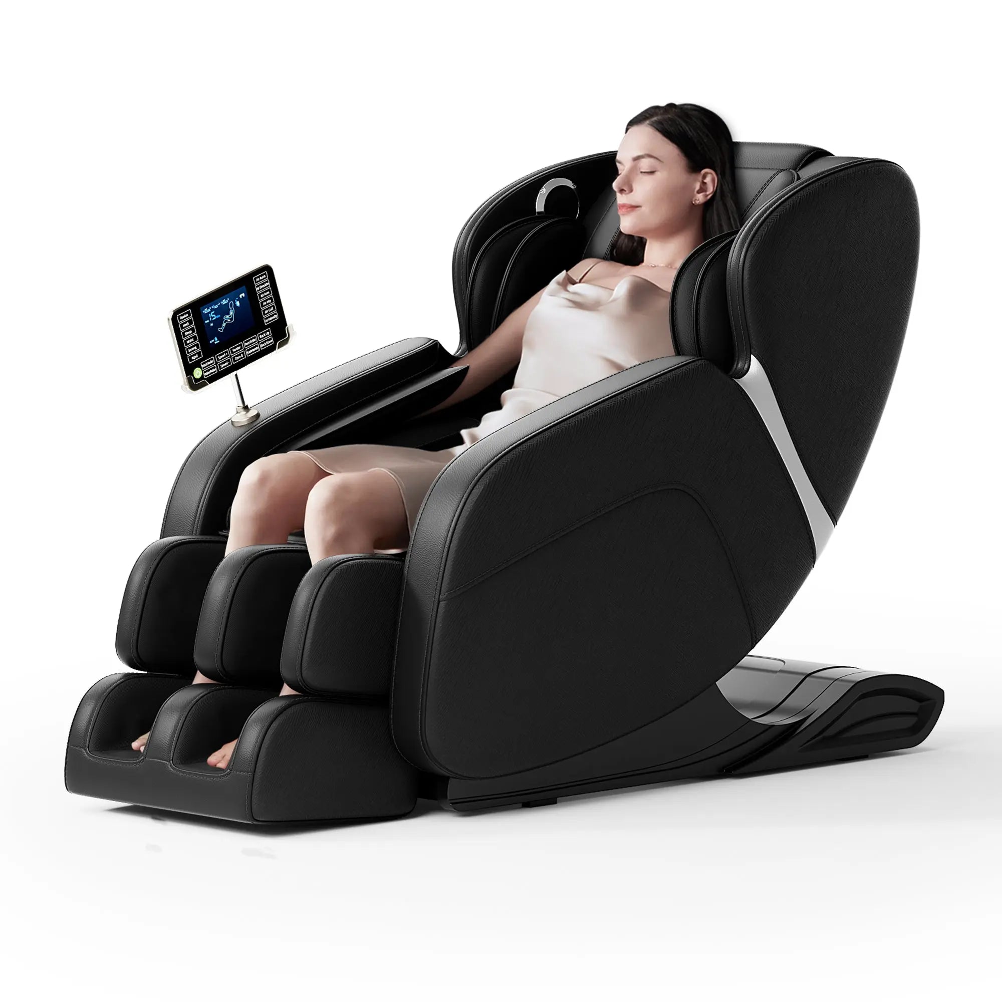 Full Body Deep Tissue Massage Chair with Foot Massage, 8 Fixed Rollers & Touch Screen – Fits 5'1"–5'9" (Black) Next Gen Luxe Solutions