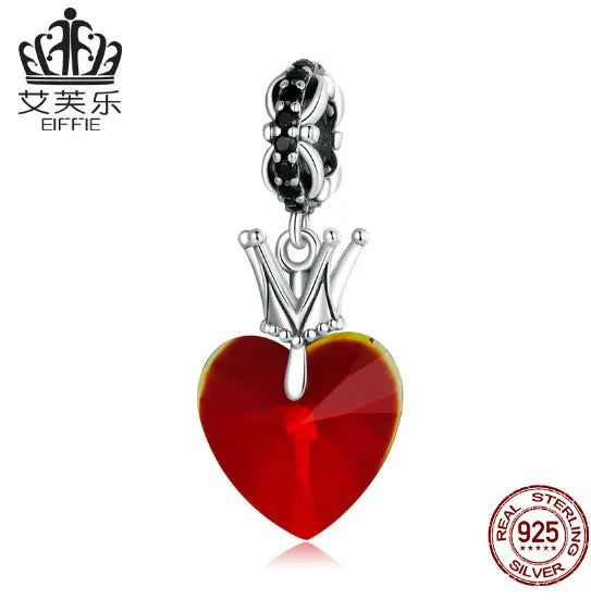 Sterling Silver Crown Love Bracelet – S925 Red Heart Zircon Next Gen Luxe Solutions