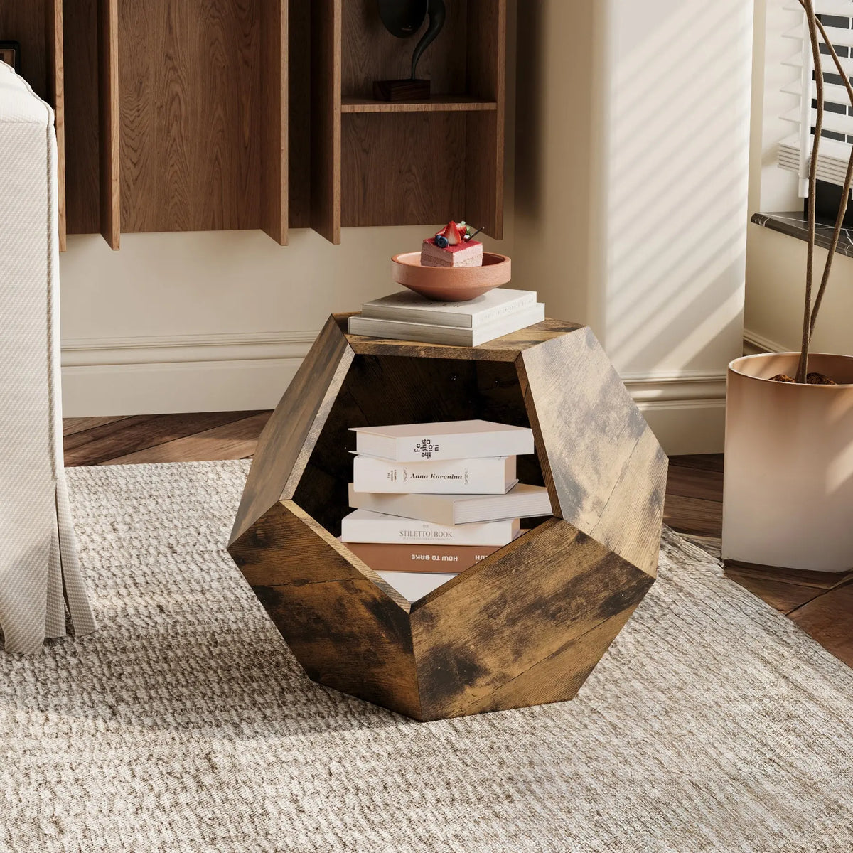 25.98" Modern Pet Furniture Cat Kennel & Side Table – MDF Multi-Purpose, Antique Wood Next Gen Luxe Solutions