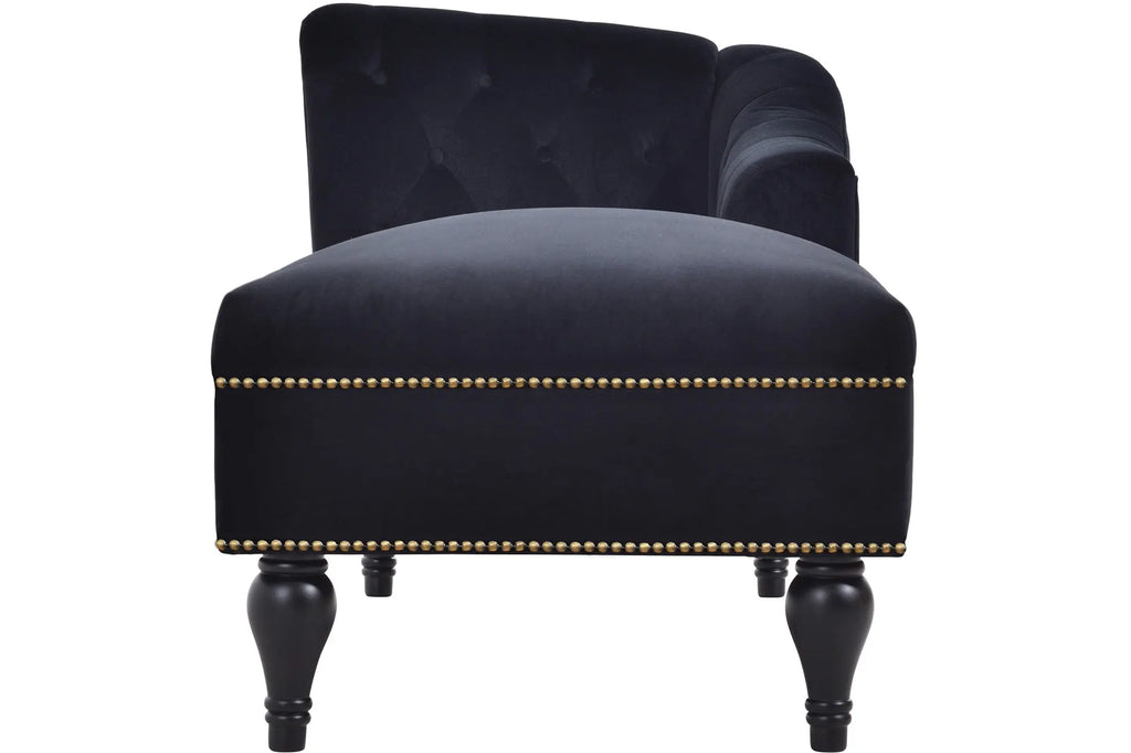 58 Inch Velvet Lounge Chair Button Tufted Right Arm Chaise with Nailhead Decoration Next Gen Luxe Solutions