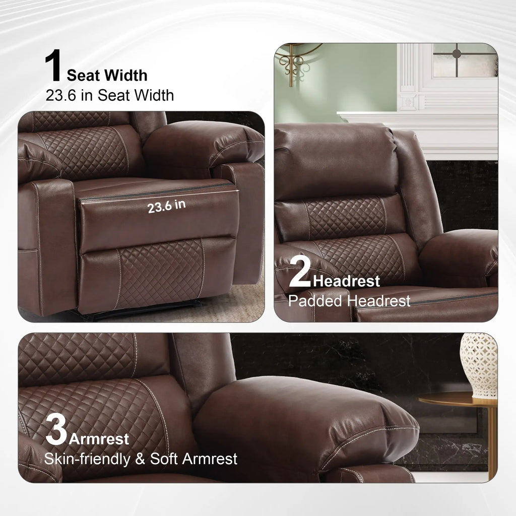 Breathable Leather Massage Recliner Chair Manual Living Room Reclining Sofa Next Gen Luxe Solutions