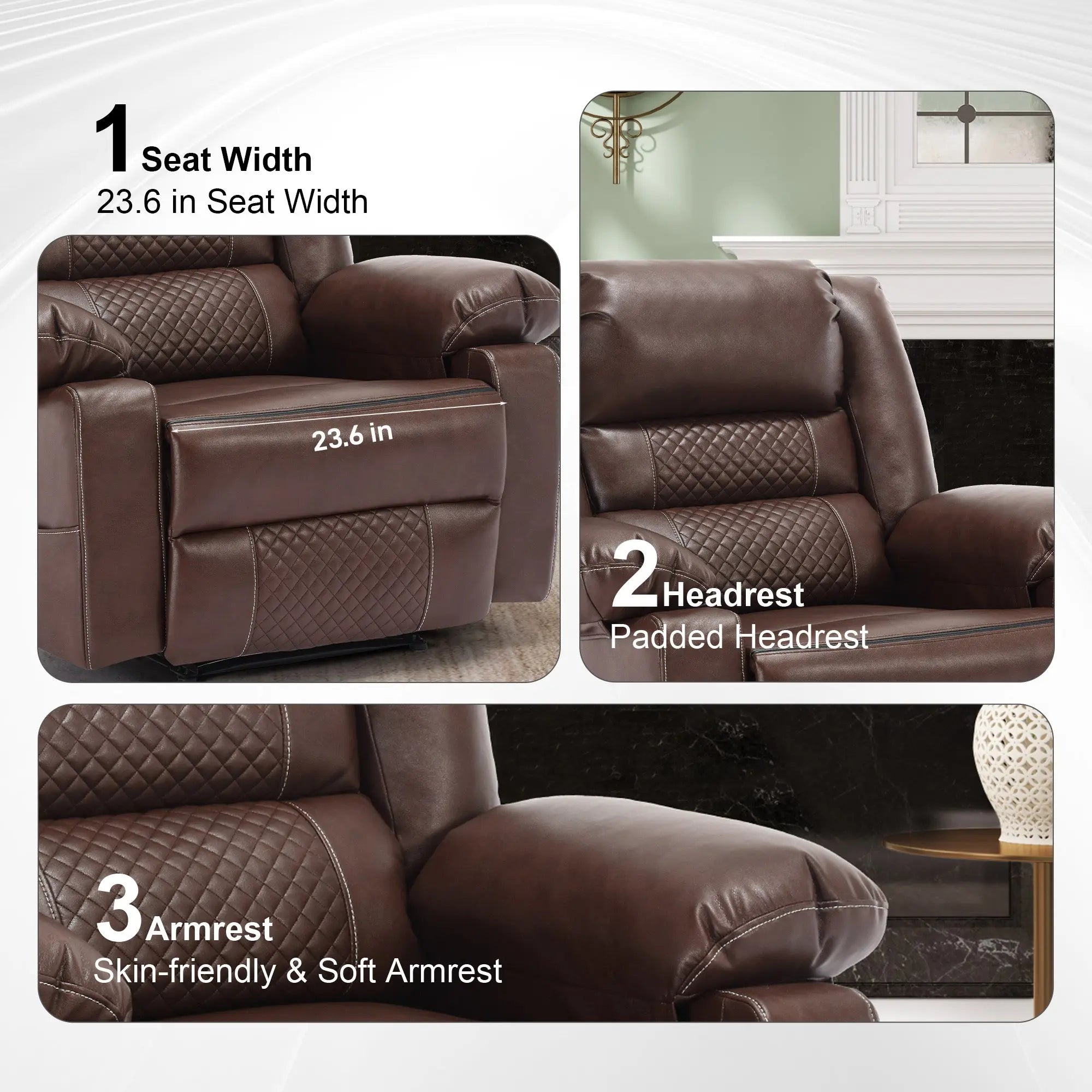 Breathable Leather Massage Recliner Chair Manual Living Room Reclining Sofa Next Gen Luxe Solutions