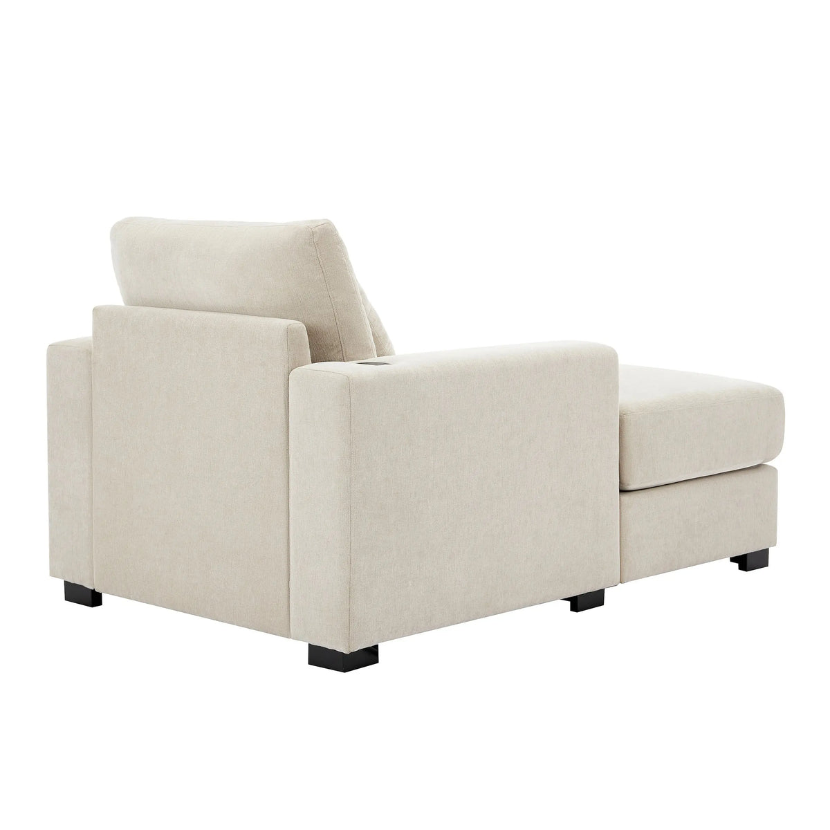 39.7" Oversized Chenille Chaise Lounger | Built-In Charge Station, Cup Holder, Pillows, Washable Covers – Cream, 330 lb Capacity Next Gen Luxe Solutions