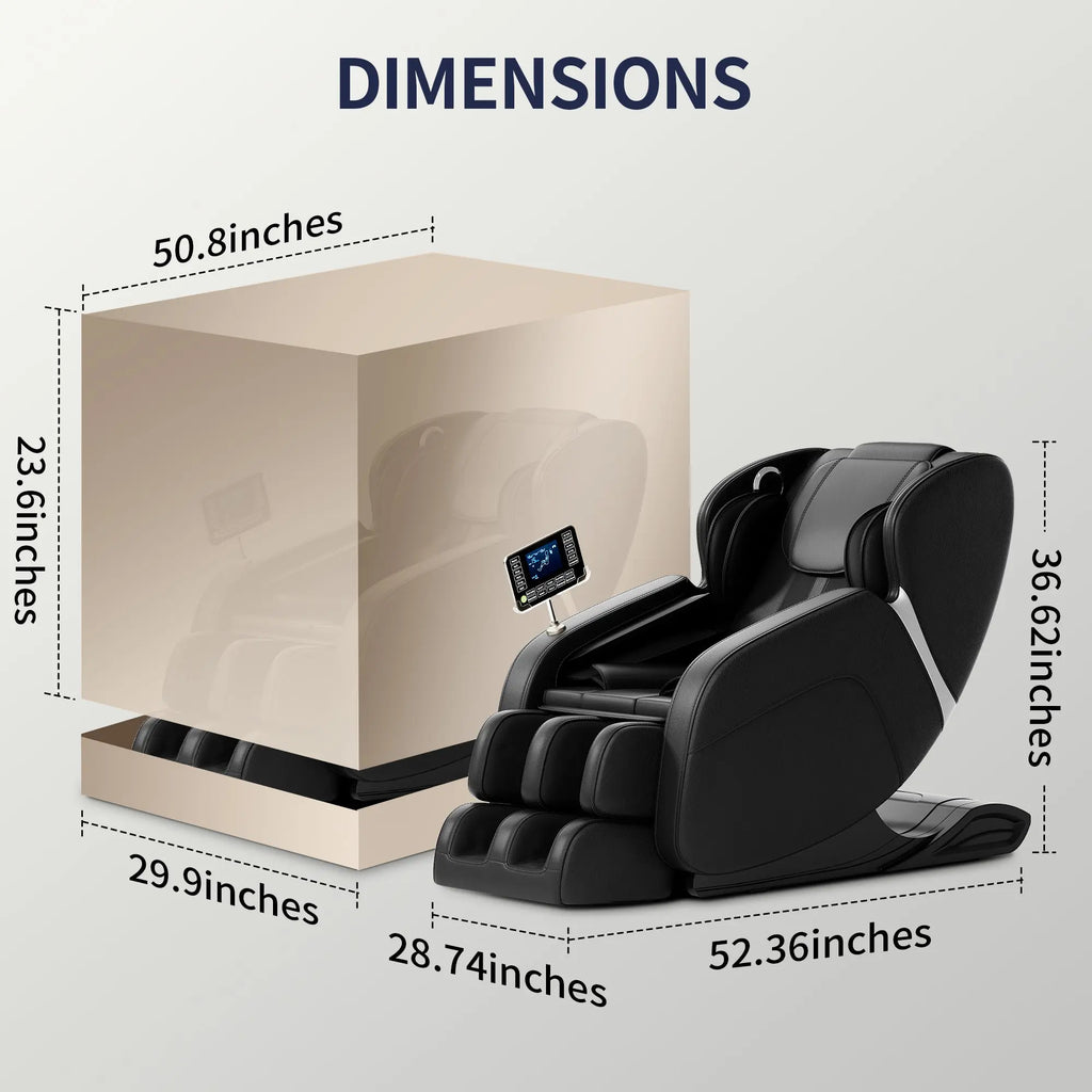 Full Body Deep Tissue Massage Chair with Foot Massage, 8 Fixed Rollers & Touch Screen – Fits 5'1"–5'9" (Black) Next Gen Luxe Solutions