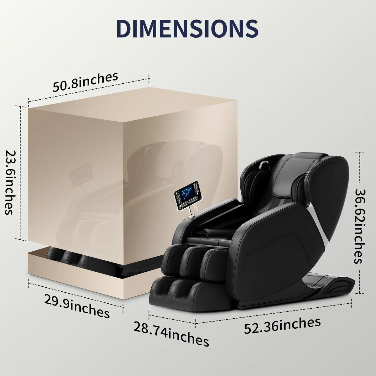 Full Body Deep Tissue Massage Chair with Foot Massage, 8 Fixed Rollers & Touch Screen – Fits 5'1"–5'9" (Black) Next Gen Luxe Solutions