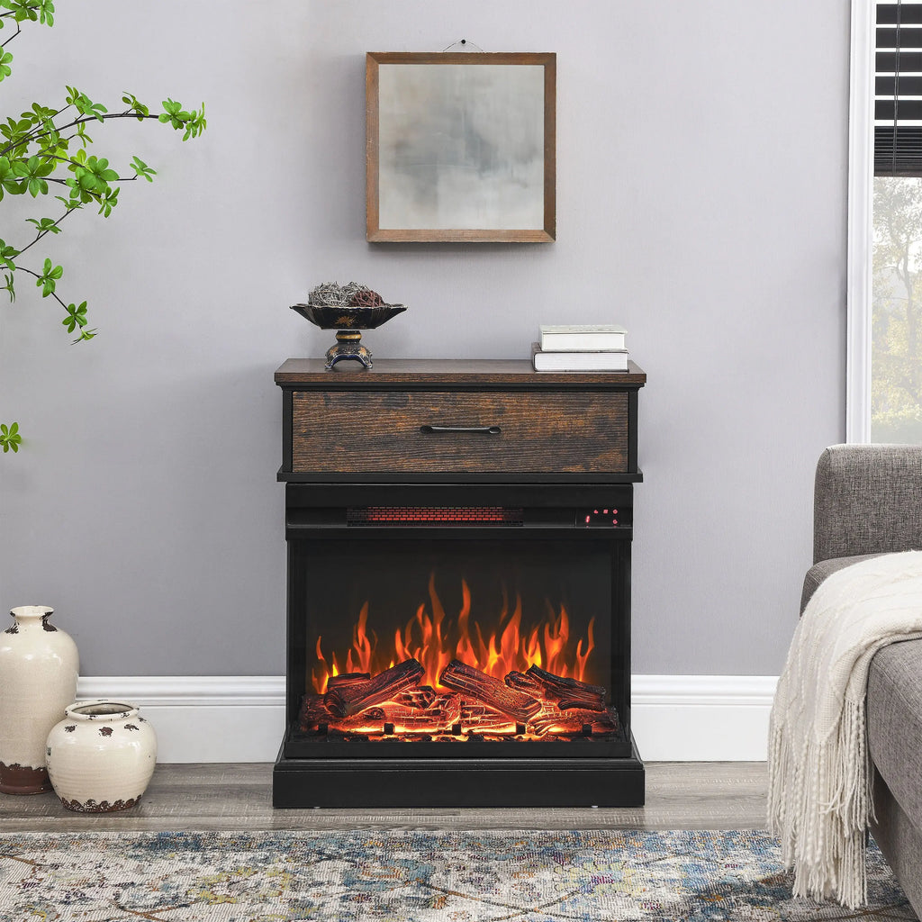 25 inch Stand Side Table with 3-Sided glass Electric Fireplace Next Gen Luxe Solutions