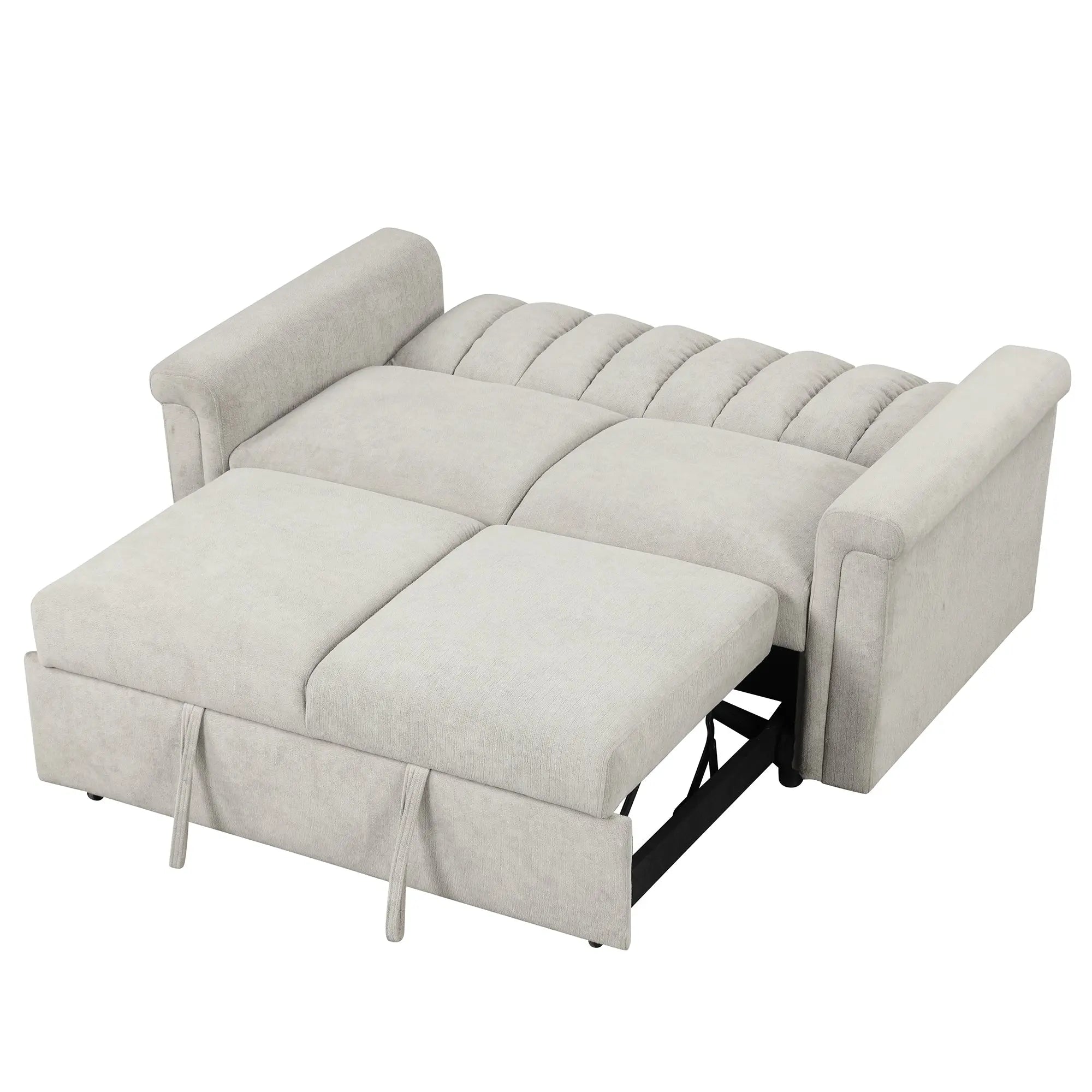 Convertible 2-Seat Sofa Bed | Pull-Out Sleeper Sofa with Adjustable Backrest & Foam + Pocket Spring Cushions in Beige Next Gen Luxe Solutions