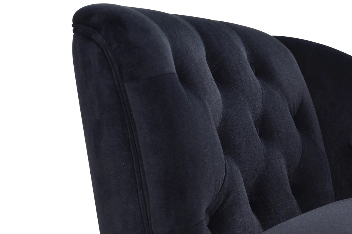 58 Inch Velvet Lounge Chair Button Tufted Right Arm Chaise with Nailhead Decoration Next Gen Luxe Solutions