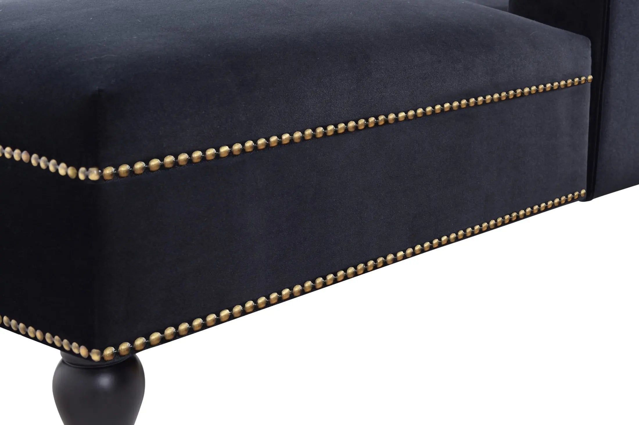 58 Inch Velvet Lounge Chair Button Tufted Right Arm Chaise with Nailhead Decoration Next Gen Luxe Solutions