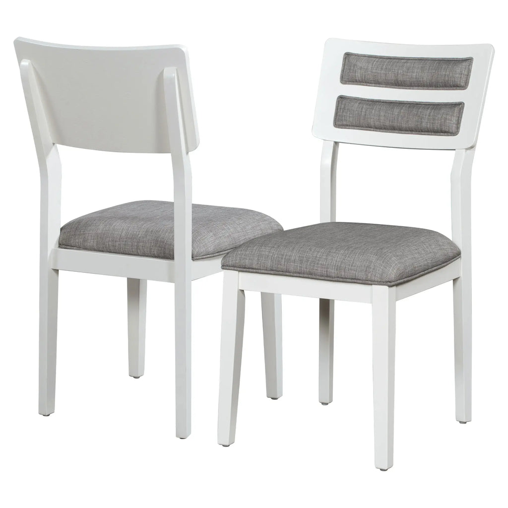 TREXM 6-Piece Classic Dining Set – Table, 4 Upholstered Chairs & Bench (White+Gray) Next Gen Luxe Solutions