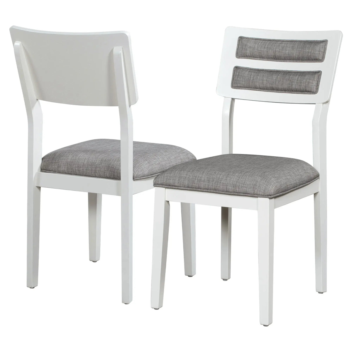 TREXM 6-Piece Classic Dining Set – Table, 4 Upholstered Chairs & Bench (White+Gray) Next Gen Luxe Solutions
