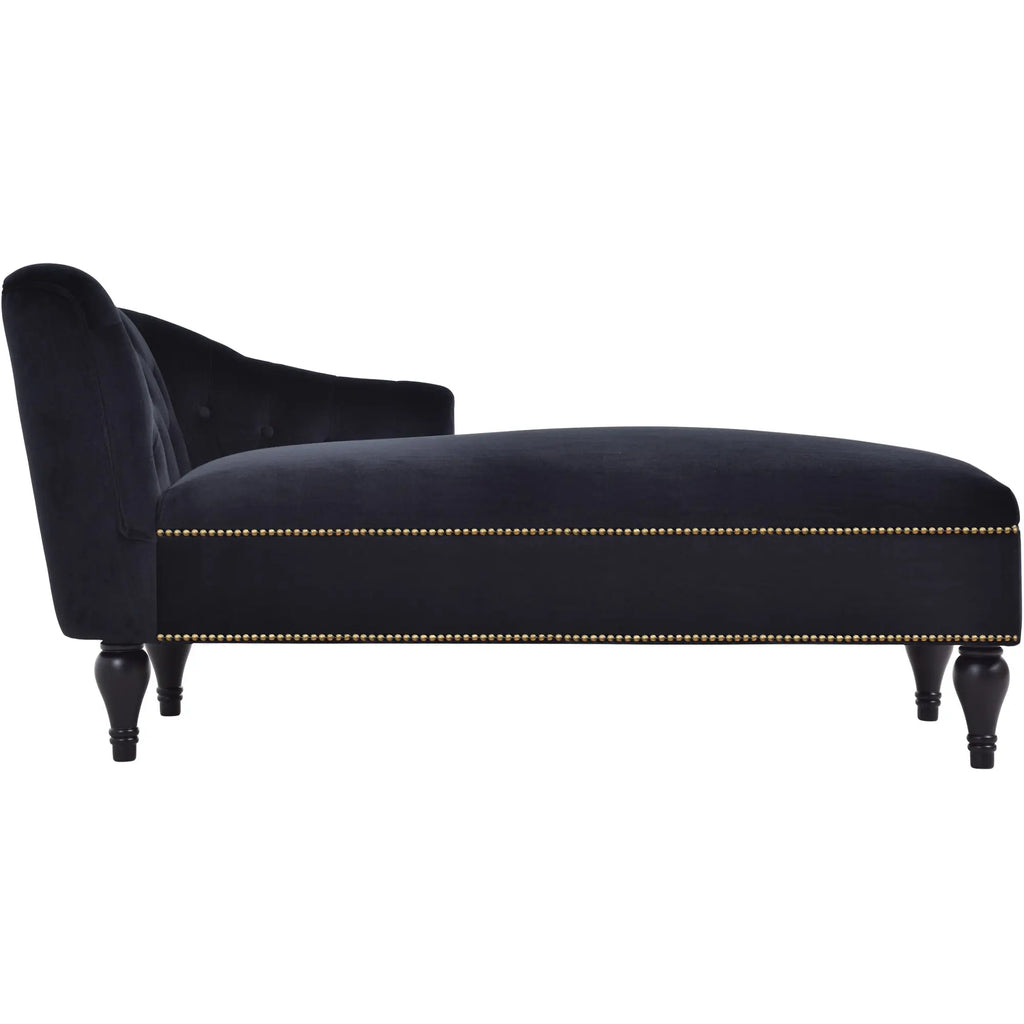 58 Inch Velvet Lounge Chair Button Tufted Right Arm Chaise with Nailhead Decoration Next Gen Luxe Solutions