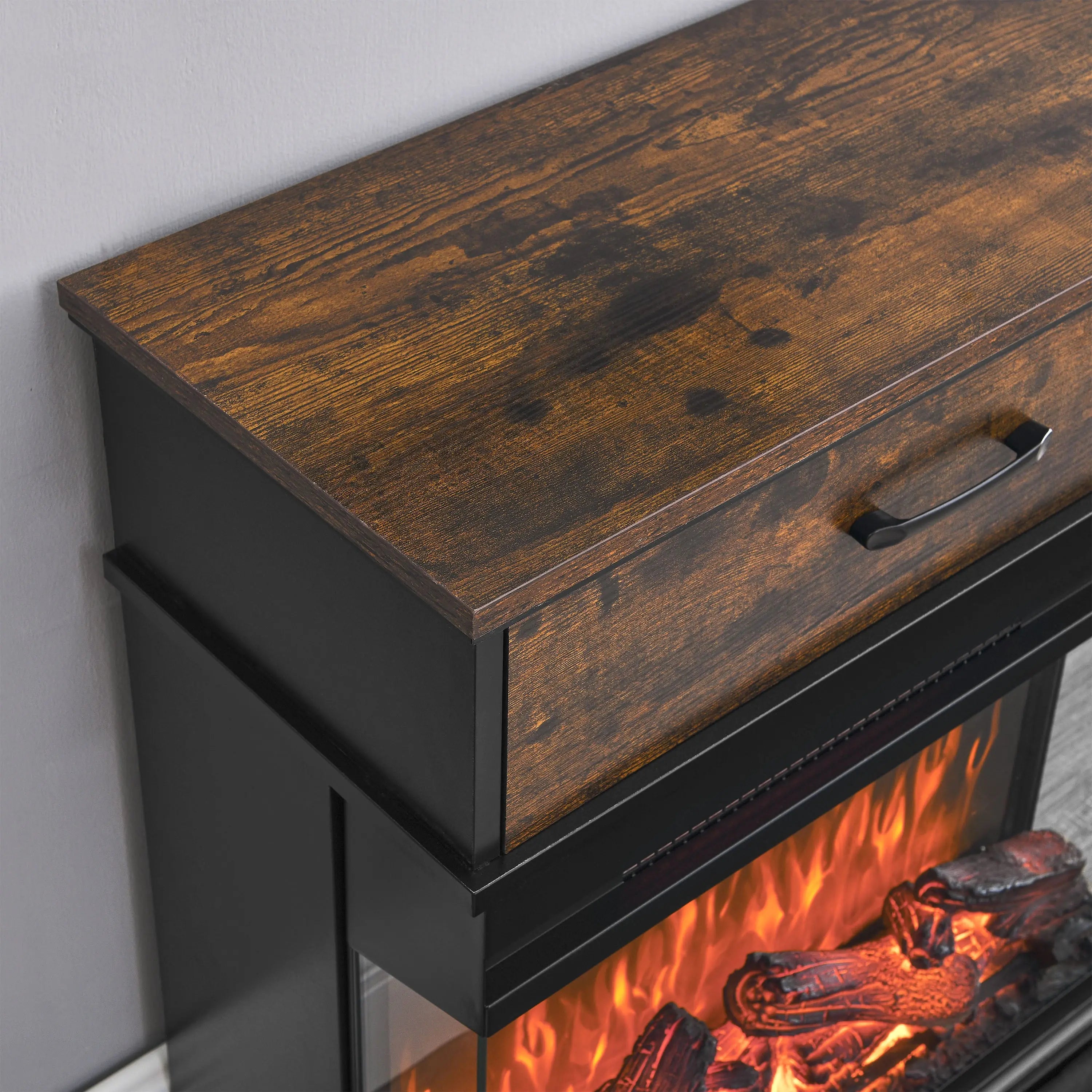 25 inch Stand Side Table with 3-Sided glass Electric Fireplace Next Gen Luxe Solutions