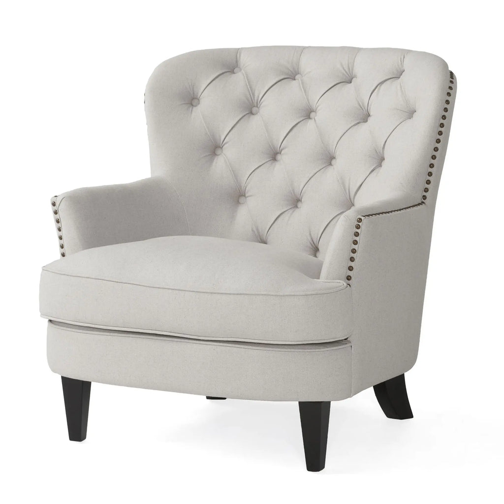 Contemporary Light Gray Fabric Club Chair & Ottoman Set | Upholstered Armchair with Matching Ottoman, 300 lb Capacity – Modern Living Room Next Gen Luxe Solutions