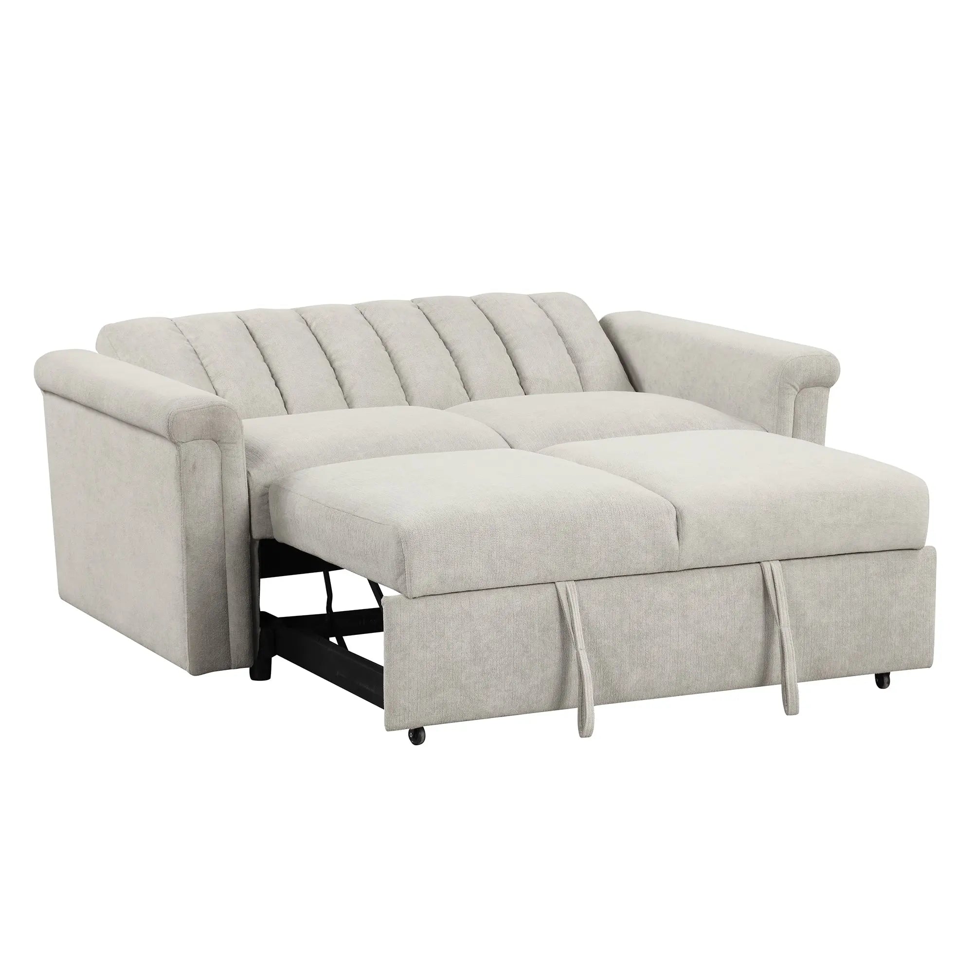 Convertible 2-Seat Sofa Bed | Pull-Out Sleeper Sofa with Adjustable Backrest & Foam + Pocket Spring Cushions in Beige Next Gen Luxe Solutions