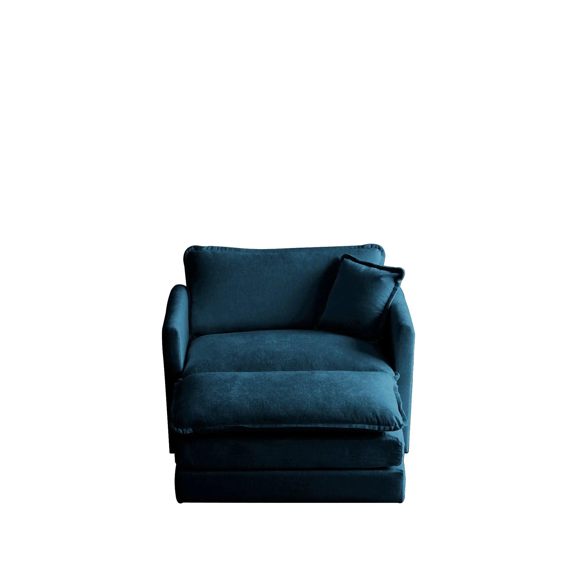 Modern Accent Chair with Ottoman – Blue Chenille Armchair for Living Room & Bedroom Next Gen Luxe Solutions