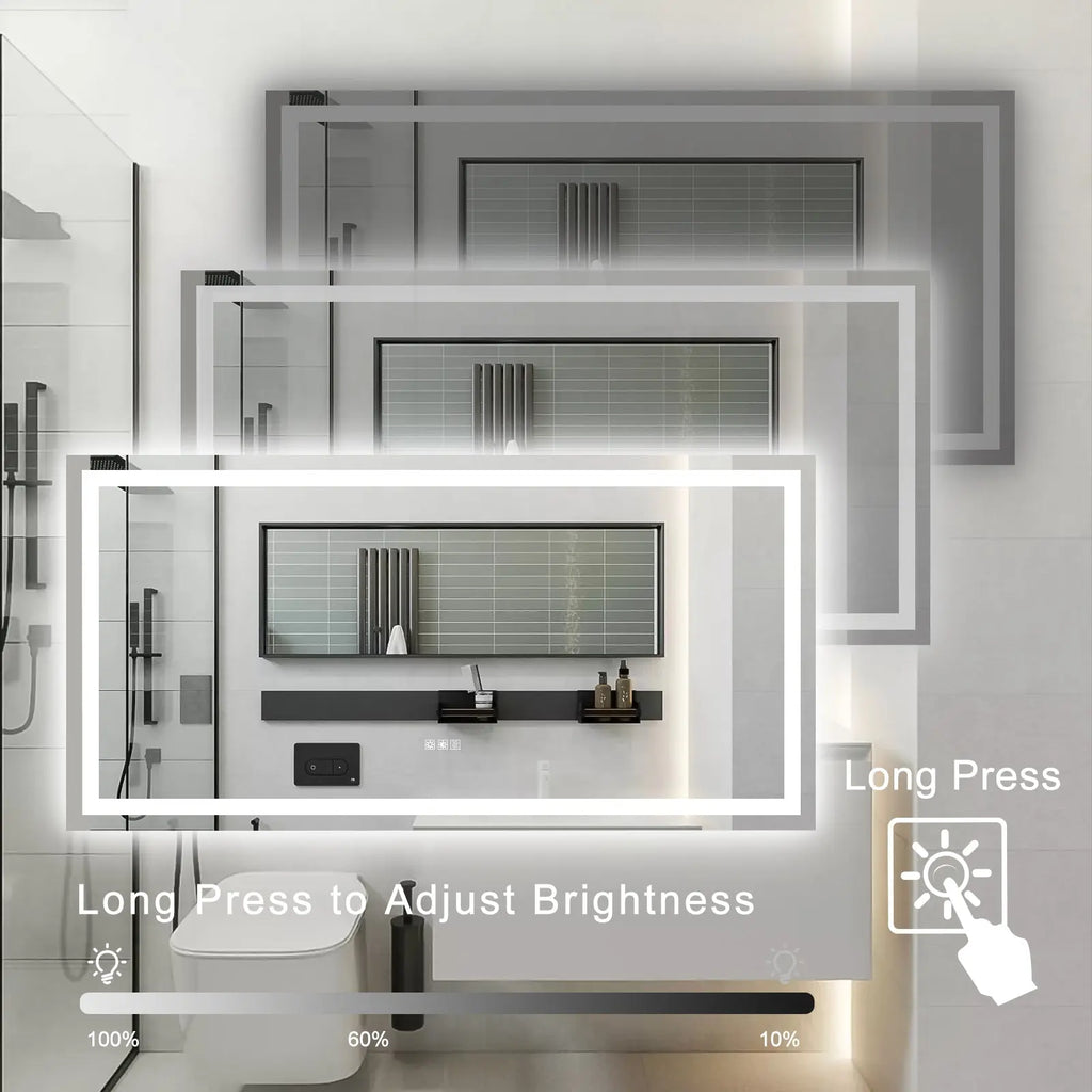72" x 36" LED Bathroom Vanity Mirror with Anti-Fog & Dimming – Lighted Wall Mirror Next Gen Luxe Solutions