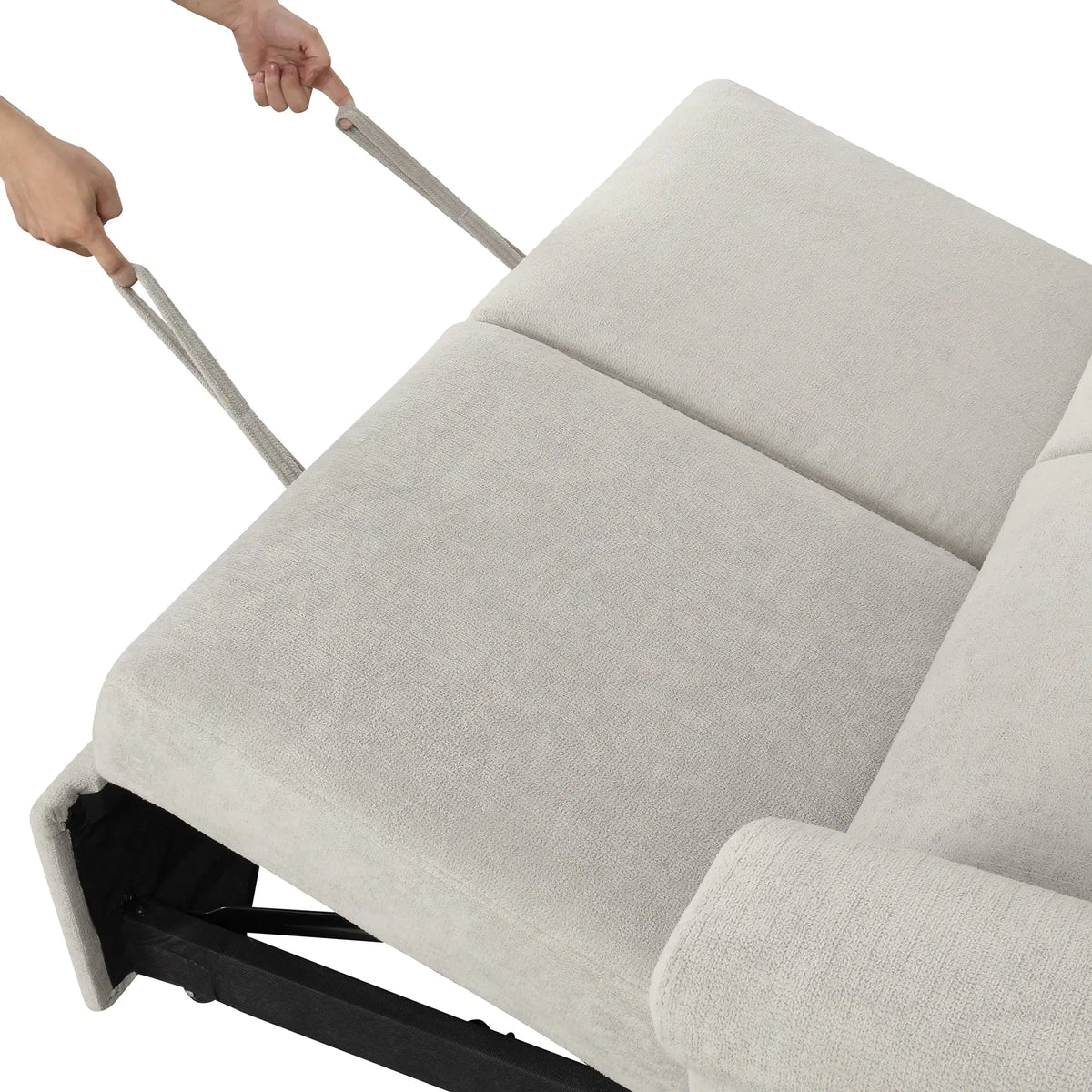 Convertible 2-Seat Sofa Bed | Pull-Out Sleeper Sofa with Adjustable Backrest & Foam + Pocket Spring Cushions in Beige Next Gen Luxe Solutions