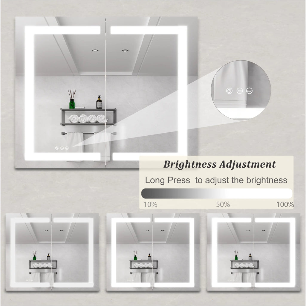 36 x 30 Inch LED Medicine Cabinet | Anti-Fog, Dimmable, Recessed or Surface Mount, Double Door Bathroom Cabinet with Touch Switch Next Gen Luxe Solutions