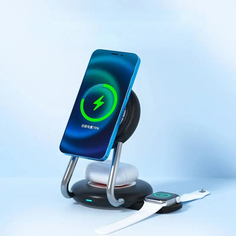 3-in-1 Magnetic Wireless Charging Stand | 15W Fast Charge for iPhone, Apple Watch & Samsung Next Gen Luxe Solutions