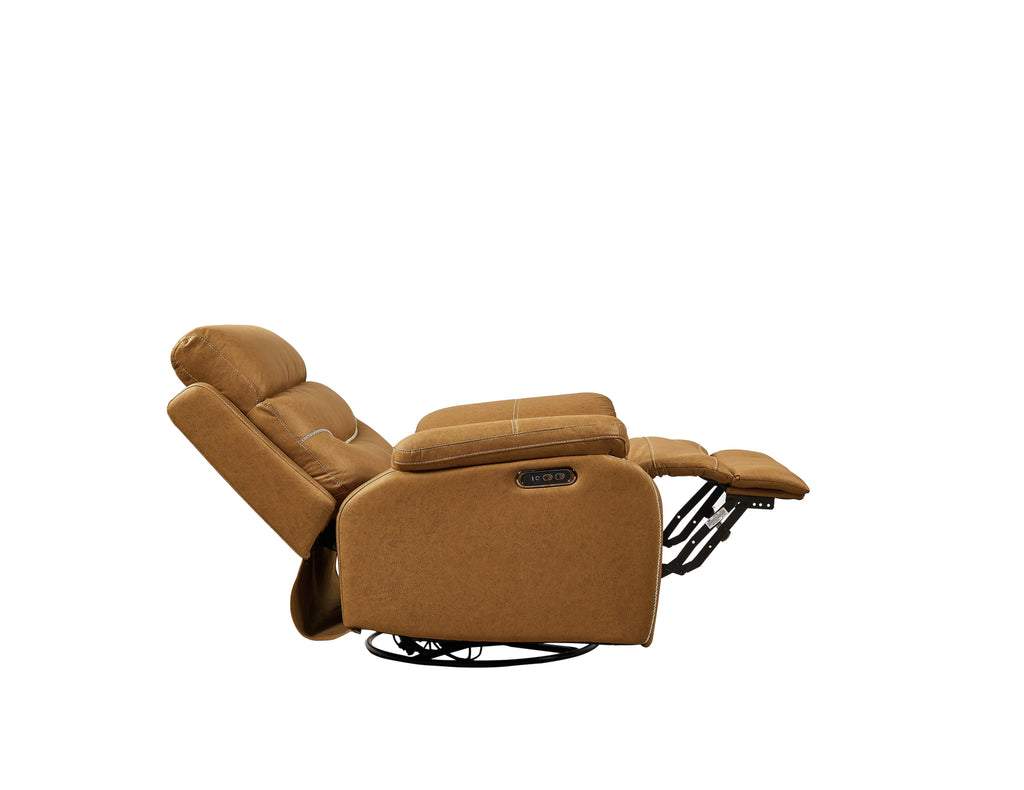 Liyasi Dual OKIN Motor Power Swivel Rocker Recliner Chair | 240° Swivel, Infinite Position, Power Headrest, USB Charging, 330 lb – Yellow Brown Next Gen Luxe Solutions