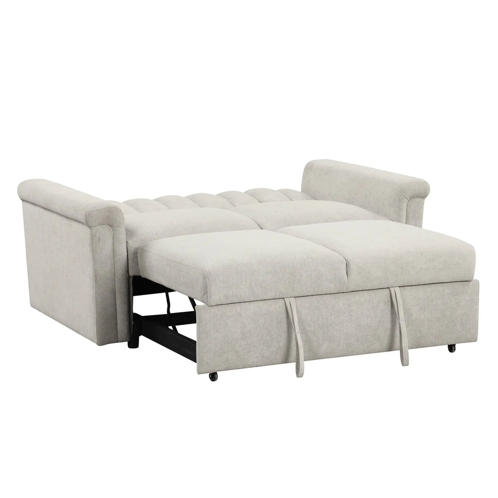 Convertible 2-Seat Sofa Bed | Pull-Out Sleeper Sofa with Adjustable Backrest & Foam + Pocket Spring Cushions in Beige Next Gen Luxe Solutions