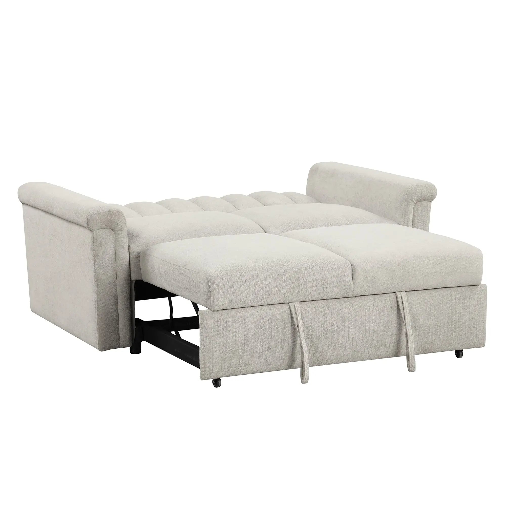 Convertible 2-Seat Sofa Bed | Pull-Out Sleeper Sofa with Adjustable Backrest & Foam + Pocket Spring Cushions in Beige Next Gen Luxe Solutions