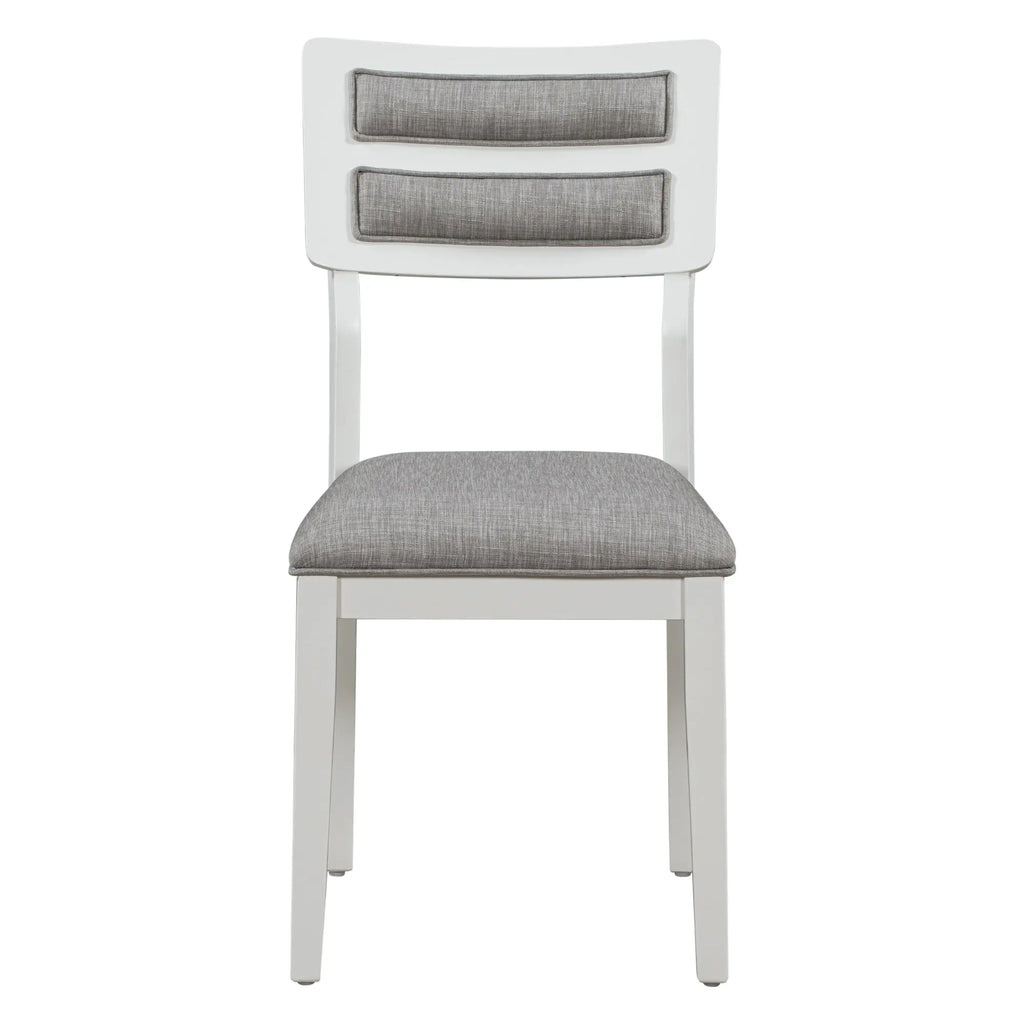 TREXM 6-Piece Classic Dining Set – Table, 4 Upholstered Chairs & Bench (White+Gray) Next Gen Luxe Solutions